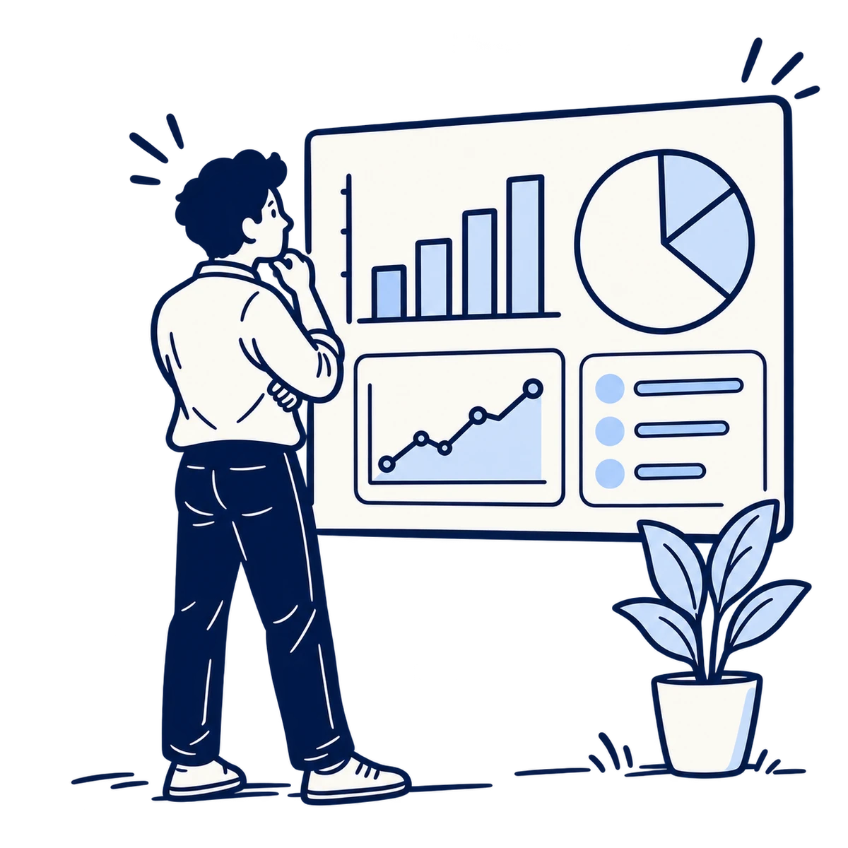 Ilustrasi: owner melihat dashboard keuangan